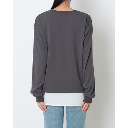 スウェットトレーナー 薄手スウェットレイヤードロングTシャツ （GREY）｜詳細画像