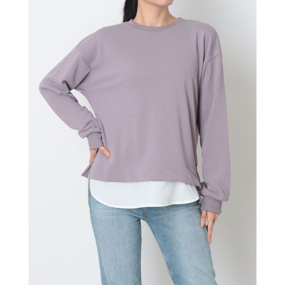 スウェットトレーナー 薄手スウェットレイヤードロングTシャツ （PURPLE）｜詳細画像