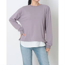 スウェットトレーナー 薄手スウェットレイヤードロングTシャツ （PURPLE）