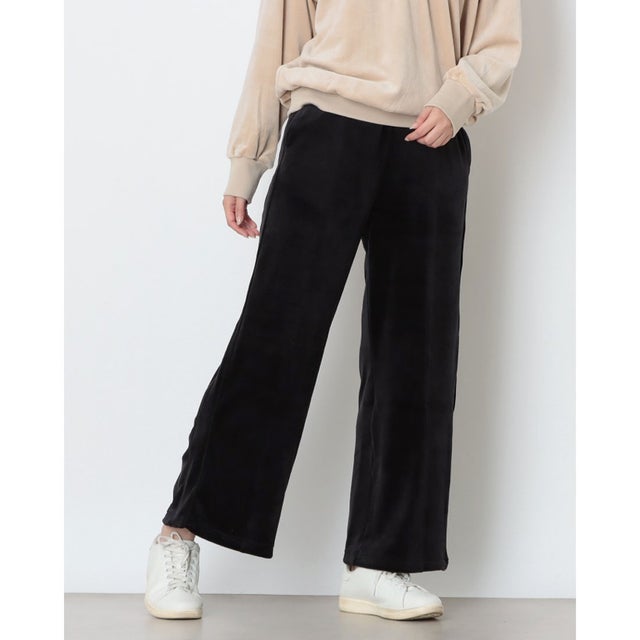 レディース フィットネス ロングパンツ ベロアワイドパンツ TR-3F2536LP （BK）