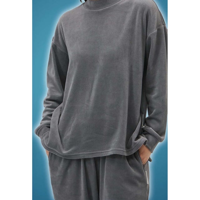 長袖インナーシャツ TIGORASLEEP レディス長袖Tシャツ ベロア素材_一般医療機器 （グレー）
