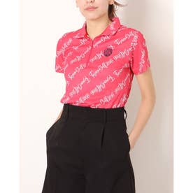 レディース ゴルフ 半袖シャツ 遮熱ロゴプリントジップシャツ TR-1H2102Z （ピンク）