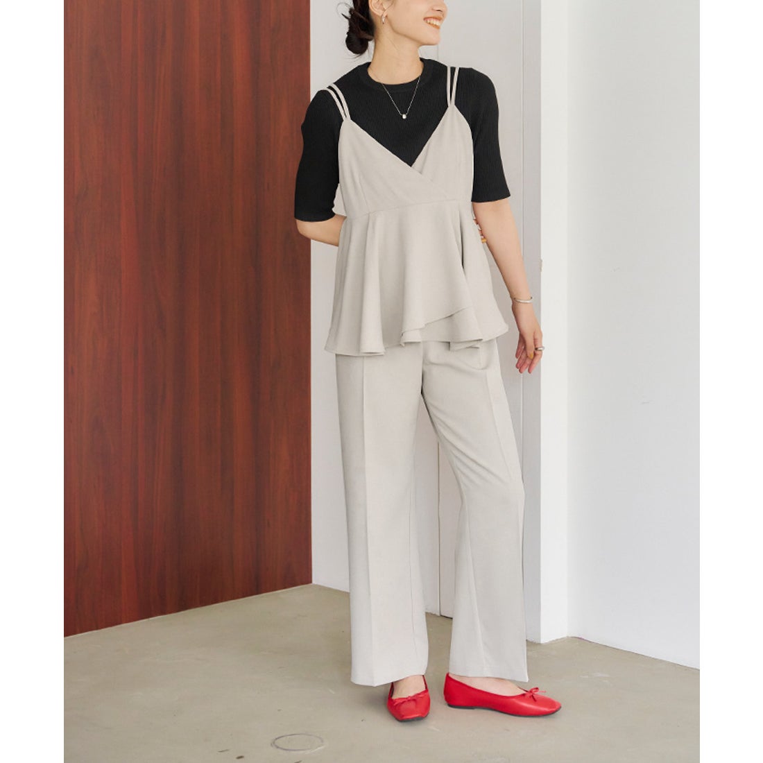 ティティベイト カシュクールポップコーンニットベスト ジレ【M】黒 