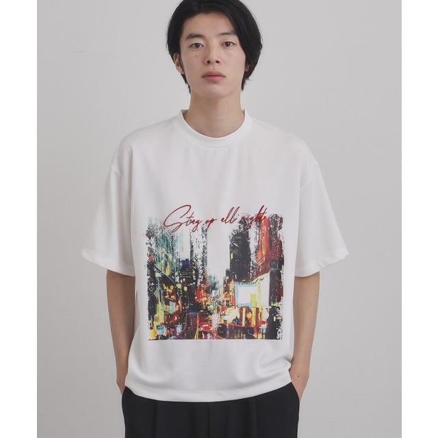 ブラシ刺繍半袖Tシャツ （ホワイト(001)）