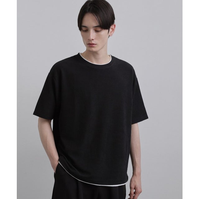リブフェイクレイヤードTシャツ （ブラック(019)）