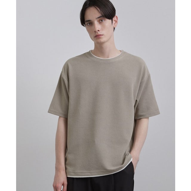 リブフェイクレイヤードTシャツ （グレージュ(050)）