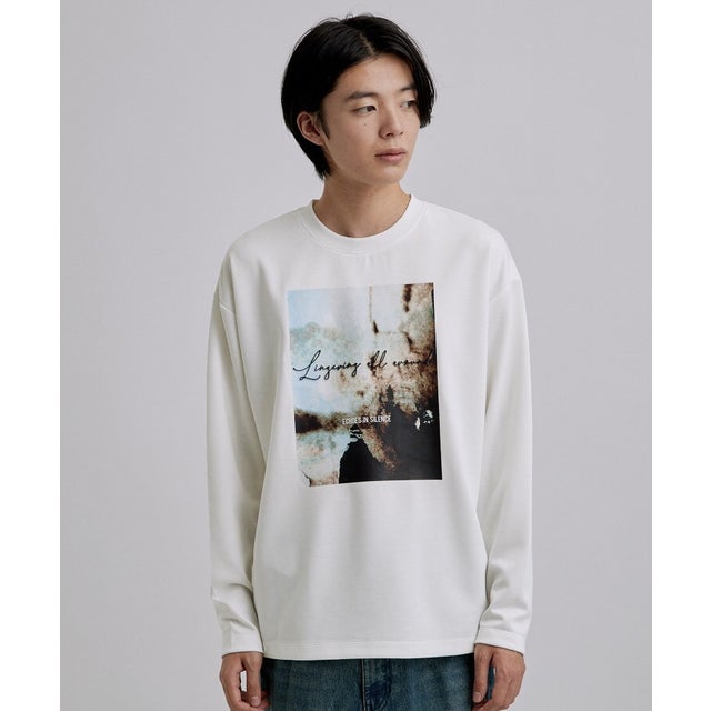 ブラシ刺繍長袖Tシャツ （ホワイト(001)）
