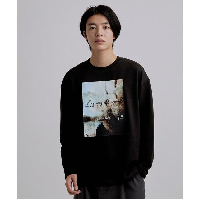 ブラシ刺繍長袖Tシャツ （ブラック(019)）