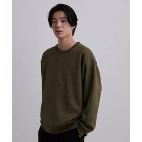 シルキータッチスエード クルーネックスウェット （カーキ(027)）