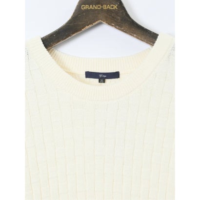 グランバック GRAND-BACK 【大きいサイズ】ジーステージ ニット セーター メンズ 長袖 ストレッチ ウォッシャブル クルーネック ブリスター （白）｜詳細画像