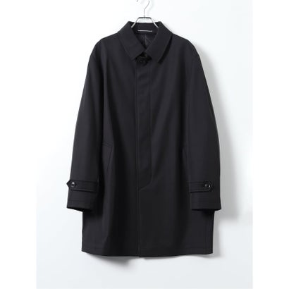 グランバック GRAND-BACK 【大きいサイズ】コート メンズ ビジネス ストレッチ 撥水 ボンディング ステンカラー レイヤード 比翼 4ボタン ミドル ツイル （黒）｜詳細画像