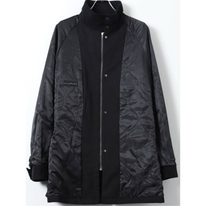 グランバック GRAND-BACK 【大きいサイズ】コート メンズ ビジネス ストレッチ 撥水 中綿 スタンドカラー 比翼 フルジップ ハーフ オックス （黒）｜詳細画像