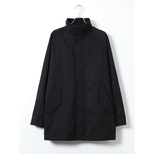 【大きいサイズ】コート メンズ ビジネス ストレッチ 撥水 中綿 スタンドカラー 比翼 フルジップ ハーフ オックス （黒）