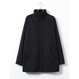 【大きいサイズ】コート メンズ ビジネス ストレッチ 撥水 中綿 スタンドカラー 比翼 フルジップ ハーフ オックス （黒）