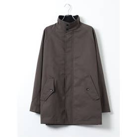 【大きいサイズ】コート メンズ ビジネス ストレッチ 撥水 中綿 スタンドカラー 比翼 フルジップ ハーフ オックス （カーキ）