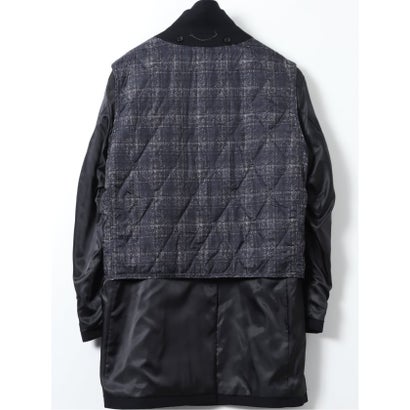 グランバック GRAND-BACK 【大きいサイズ】コート メンズ ビジネス ストレッチ 撥水 防風 中綿ライナー スタンドカラー レイヤード 比翼 4ボタン ミドル ドビー （紺）｜詳細画像