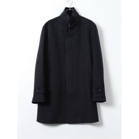 【大きいサイズ】コート メンズ ビジネス ストレッチ 撥水 防風 中綿ライナー スタンドカラー レイヤード 比翼 4ボタン ミドル ドビー （紺）