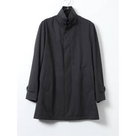 【大きいサイズ】コート メンズ ビジネス ストレッチ 撥水 防風 中綿ライナー スタンドカラー レイヤード 比翼 4ボタン ミドル ドビー （グレー）