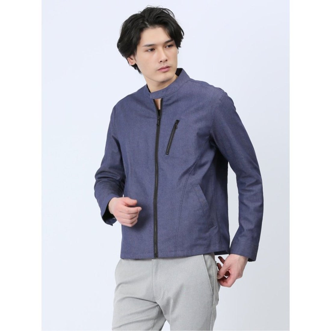 m.f.editorial ストレッチ シャンブレーツイル シングルライダース 