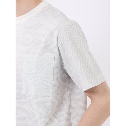 エムエフエディトリアル m.f.editorial ストレッチ チェック プリント クルーネック 半袖 Tシャツ （ライトグレー）｜詳細画像