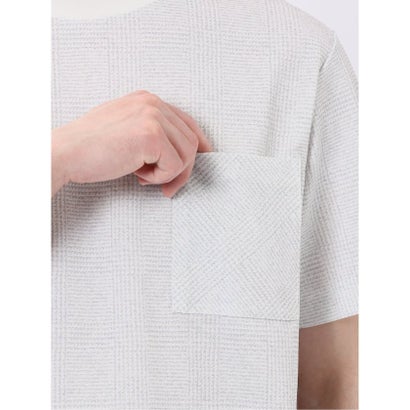 エムエフエディトリアル m.f.editorial ストレッチ チェック プリント クルーネック 半袖 Tシャツ （ライトグレー）｜詳細画像