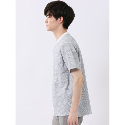 エムエフエディトリアル m.f.editorial ストレッチ チェック プリント クルーネック 半袖 Tシャツ （ライトグレー）｜詳細画像