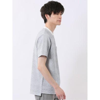 エムエフエディトリアル m.f.editorial ストレッチ チェック プリント クルーネック 半袖 Tシャツ （ライトグレー）｜詳細画像