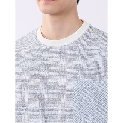 エムエフエディトリアル m.f.editorial ストレッチ チェック プリント クルーネック 半袖 Tシャツ （ライトグレー）｜詳細画像