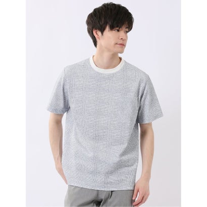 エムエフエディトリアル m.f.editorial ストレッチ チェック プリント クルーネック 半袖 Tシャツ （ライトグレー）｜詳細画像