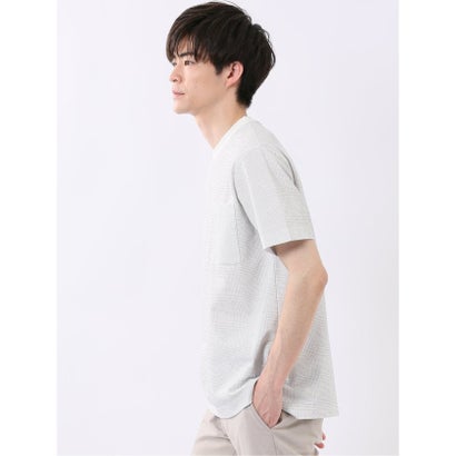 エムエフエディトリアル m.f.editorial ストレッチ チェック プリント クルーネック 半袖 Tシャツ （ライトグレー）｜詳細画像