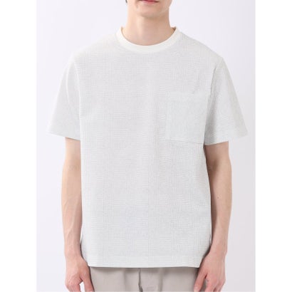 エムエフエディトリアル m.f.editorial ストレッチ チェック プリント クルーネック 半袖 Tシャツ （ライトグレー）｜詳細画像