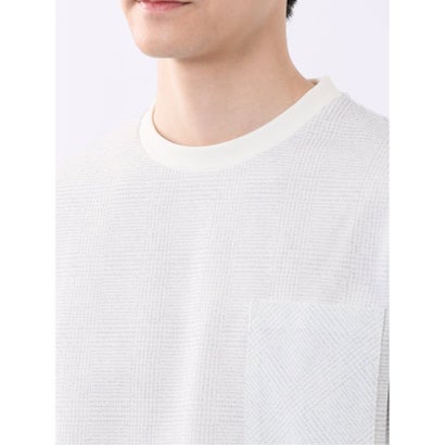 エムエフエディトリアル m.f.editorial ストレッチ チェック プリント クルーネック 半袖 Tシャツ （ライトグレー）｜詳細画像