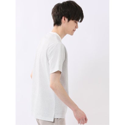エムエフエディトリアル m.f.editorial ストレッチ チェック プリント クルーネック 半袖 Tシャツ （紺）｜詳細画像