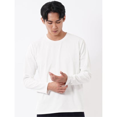 Tシャツ メンズ 長袖 ストレッチ クルーネック 幾何学 リンクス ジャガード （こげ茶）｜詳細画像
