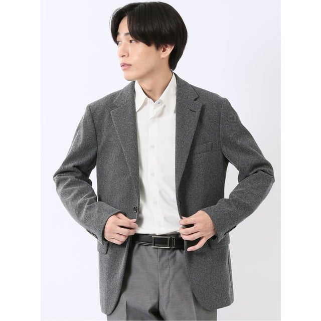 【ストレッチ ウォッシャブル】 ジャケット ブレザー メンズ ビジネス ストレッチ ウォッシャブル スリム 2ボタン テーラード 紺 ウール混 （紺）