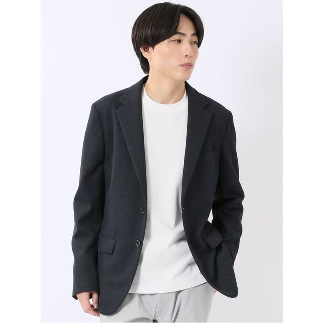 【ストレッチ ウォッシャブル】 ジャケット ブレザー メンズ ビジネス ストレッチ ウォッシャブル スリム 2ボタン テーラード 紺 ウール混 （紺）