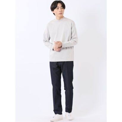 エムエフエディトリアル m.f.editorial Tシャツ メンズ 長袖 ストレッチ UV 綿 コットン 無地 シルケット スムス モックネック ドレスT （黒）｜詳細画像