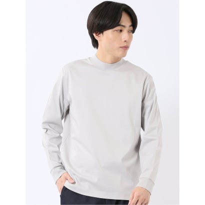 エムエフエディトリアル m.f.editorial Tシャツ メンズ 長袖 ストレッチ UV 綿 コットン 無地 シルケット スムス モックネック ドレスT （黒）｜詳細画像