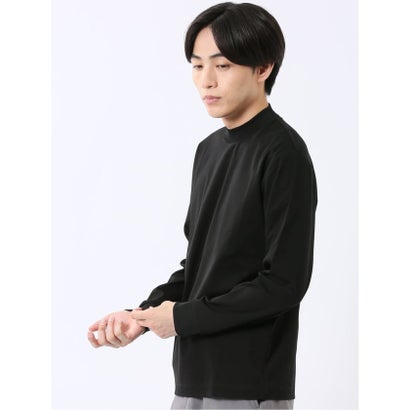 エムエフエディトリアル m.f.editorial Tシャツ メンズ 長袖 ストレッチ UV 綿 コットン 無地 シルケット スムス モックネック ドレスT （黒）｜詳細画像