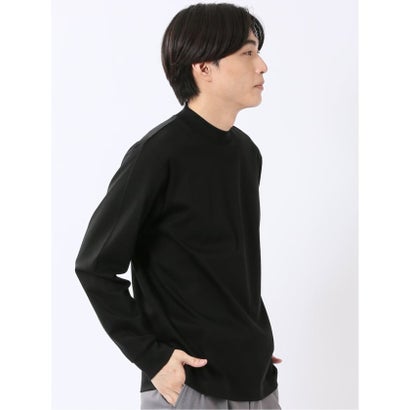 エムエフエディトリアル m.f.editorial Tシャツ メンズ 長袖 ストレッチ UV 綿 コットン 無地 シルケット スムス モックネック ドレスT （黒）｜詳細画像