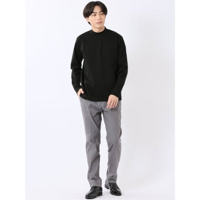 エムエフエディトリアル m.f.editorial Tシャツ メンズ 長袖 ストレッチ UV 綿 コットン 無地 シルケット スムス モックネック ドレスT （黒）｜詳細画像