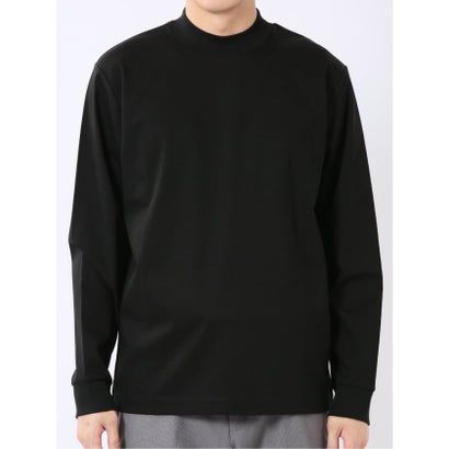 エムエフエディトリアル m.f.editorial Tシャツ メンズ 長袖 ストレッチ UV 綿 コットン 無地 シルケット スムス モックネック ドレスT （黒）｜詳細画像