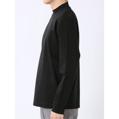 エムエフエディトリアル m.f.editorial Tシャツ メンズ 長袖 ストレッチ UV 綿 コットン 無地 シルケット スムス モックネック ドレスT （黒）｜詳細画像