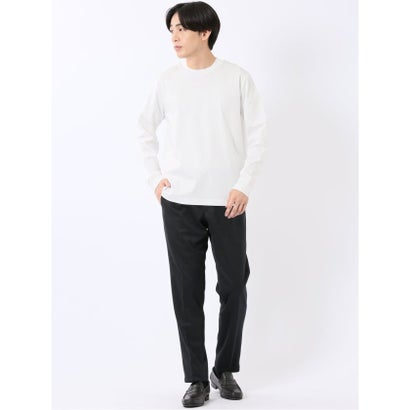 エムエフエディトリアル m.f.editorial Tシャツ メンズ 長袖 ストレッチ UV 綿 コットン 無地 シルケット スムス スロープネック ドレスT （グレー）｜詳細画像