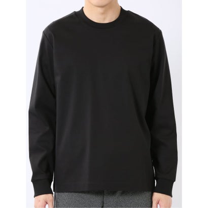 エムエフエディトリアル m.f.editorial Tシャツ メンズ 長袖 ストレッチ UV 綿 コットン 無地 シルケット スムス スロープネック ドレスT （グレー）｜詳細画像