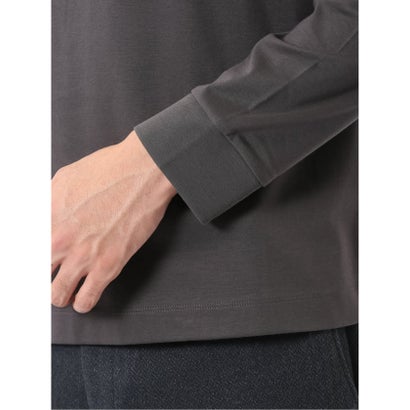 エムエフエディトリアル m.f.editorial Tシャツ メンズ 長袖 ストレッチ UV 綿 コットン 無地 シルケット スムス スロープネック ドレスT （グレー）｜詳細画像