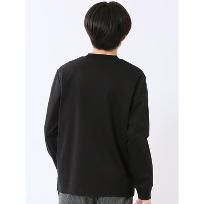 エムエフエディトリアル m.f.editorial Tシャツ メンズ 長袖 ストレッチ UV 綿 コットン 無地 シルケット スムス スロープネック ドレスT （黒）｜詳細画像