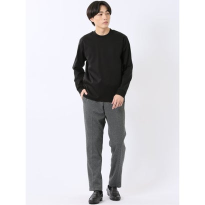 エムエフエディトリアル m.f.editorial Tシャツ メンズ 長袖 ストレッチ UV 綿 コットン 無地 シルケット スムス スロープネック ドレスT （黒）｜詳細画像