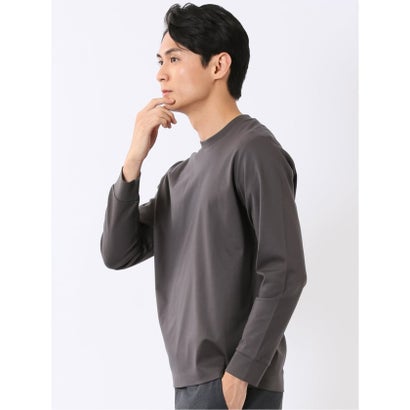 エムエフエディトリアル m.f.editorial Tシャツ メンズ 長袖 ストレッチ UV 綿 コットン 無地 シルケット スムス スロープネック ドレスT （黒）｜詳細画像