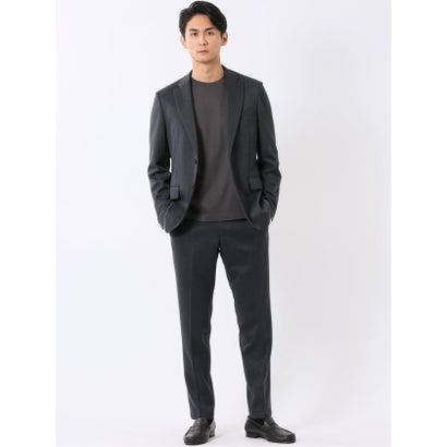 エムエフエディトリアル m.f.editorial Tシャツ メンズ 長袖 ストレッチ UV 綿 コットン 無地 シルケット スムス スロープネック ドレスT （黒）｜詳細画像